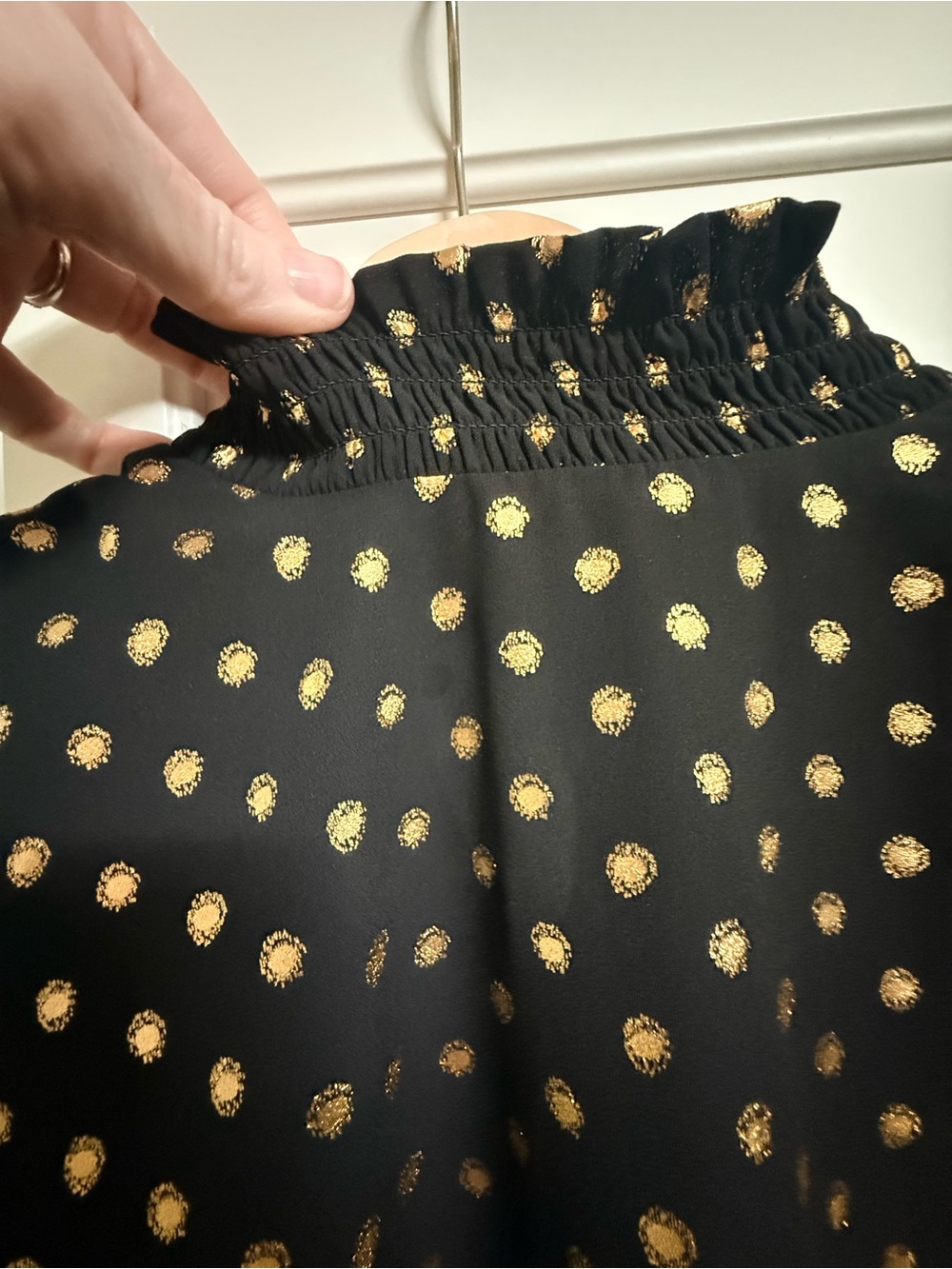 Worthington Black Blouse with Metallic Gold Polka Dots - Picture 2 of 7